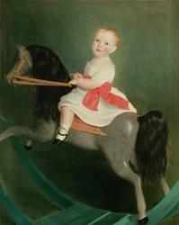 Meister James Watts auf einem Schaukelpferd